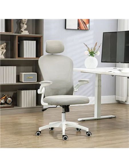 Vinsetto Multi-Adjustable Office Chair, with Lumbar Support, Headrest and Mesh Back - Grey