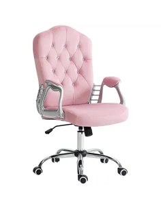 Vinsetto Velvet-Feel Work Chair, with Diamante Back - Pink