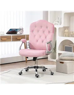Vinsetto Velvet-Feel Work Chair, with Diamante Back - Pink 2