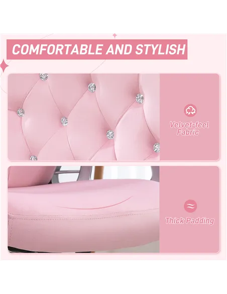 Vinsetto Velvet-Feel Work Chair, with Diamante Back - Pink