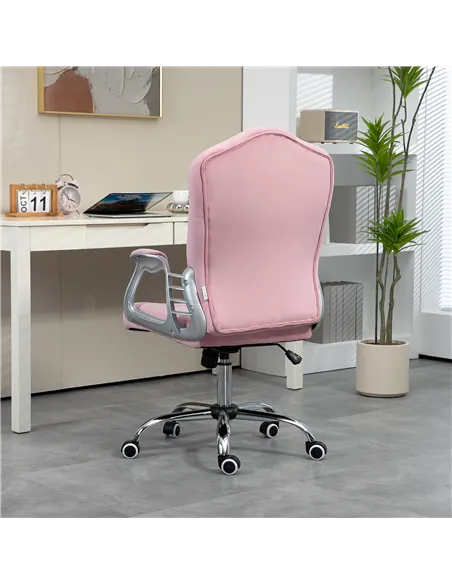 Vinsetto Velvet-Feel Work Chair, with Diamante Back - Pink