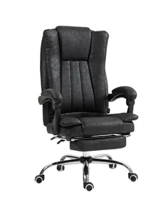 Vinsetto Home Office Chair Microfibre Desk Chair with Reclining Function Armrests Swivel Wheels Footrest Black