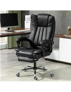 Vinsetto Home Office Chair Microfibre Desk Chair with Reclining Function Armrests Swivel Wheels Footrest Black 2