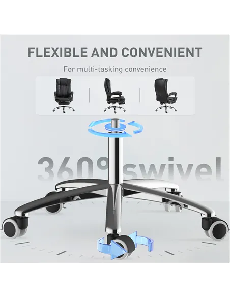 Vinsetto Home Office Chair Microfibre Desk Chair with Reclining Function Armrests Swivel Wheels Footrest Black