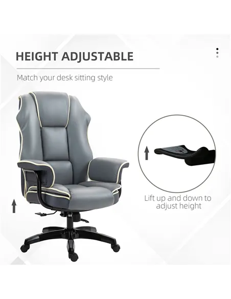 Vinsetto Faux Leather Executive Office Chair, with Contrast Piping - Grey/White