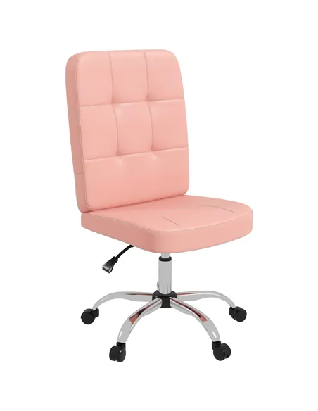 Vinsetto Armless Faux Leather Office Chair - Pink