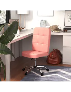 Vinsetto Armless Faux Leather Office Chair - Pink 2