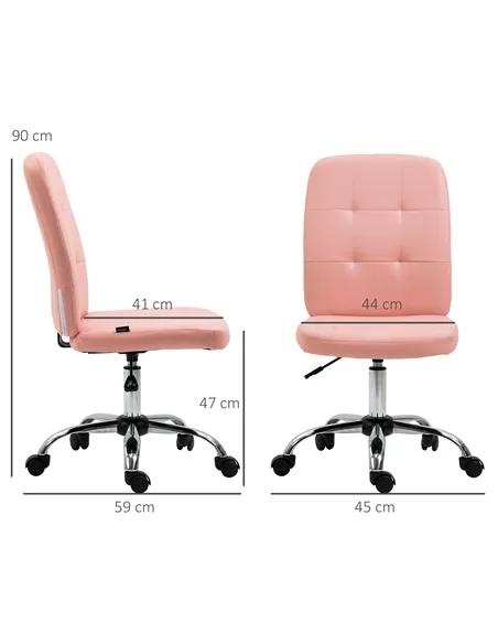 Vinsetto Armless Faux Leather Office Chair - Pink