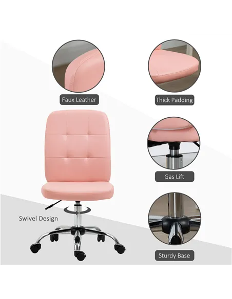 Vinsetto Armless Faux Leather Office Chair - Pink