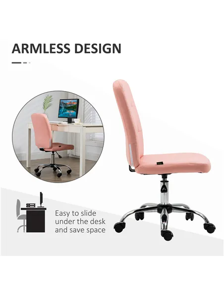 Vinsetto Armless Faux Leather Office Chair - Pink