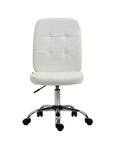 Vinsetto Armless Faux Leather Office Chair - White
