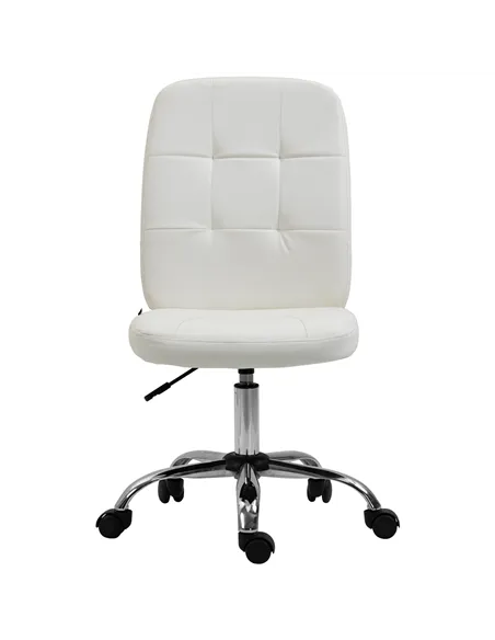 Vinsetto Armless Faux Leather Office Chair - White