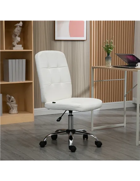 Vinsetto Armless Faux Leather Office Chair - White