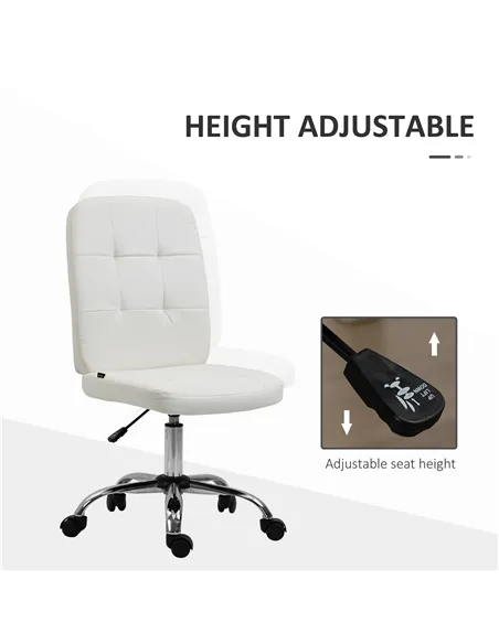 Vinsetto Armless Faux Leather Office Chair - White