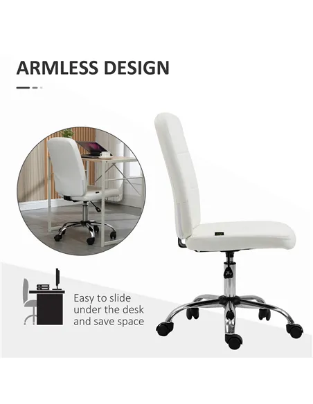 Vinsetto Armless Faux Leather Office Chair - White