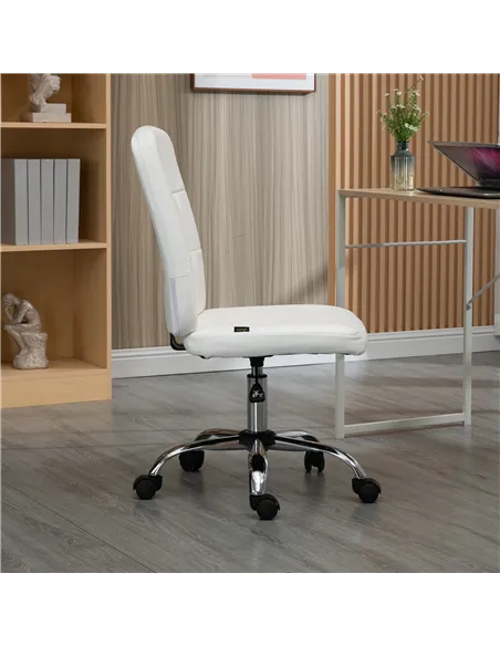 Vinsetto Armless Faux Leather Office Chair - White