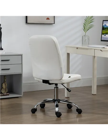 Vinsetto Armless Faux Leather Office Chair - White