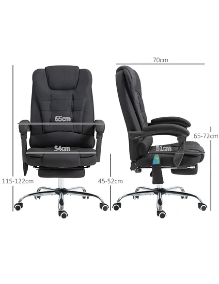 Vinsetto Six-Point Massage and Heated Office Chair - Black