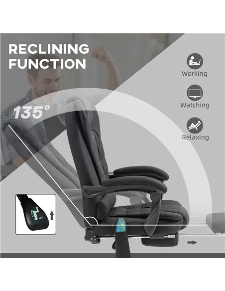 Vinsetto Six-Point Massage and Heated Office Chair - Black