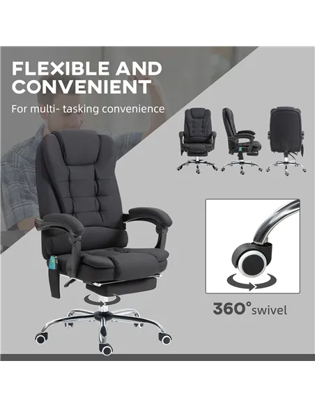 Vinsetto Six-Point Massage and Heated Office Chair - Black