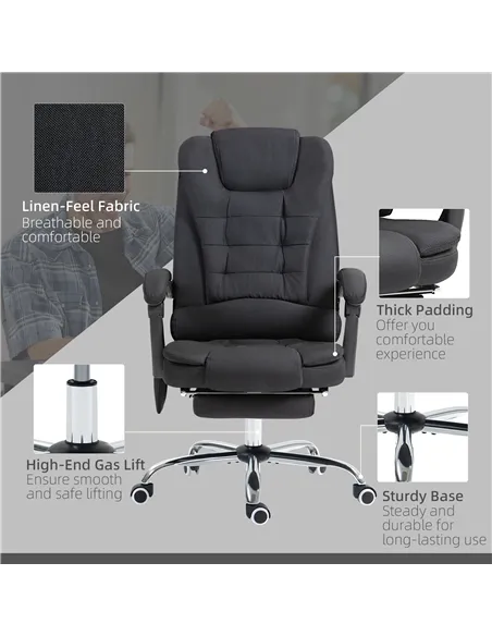 Vinsetto Six-Point Massage and Heated Office Chair - Black