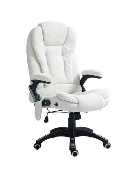 Vinsetto Boucle Six-Point Massage Office Chair - White