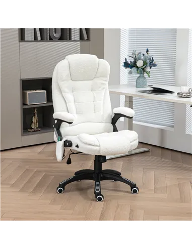 Vinsetto Boucle Six-Point Massage Office Chair - White