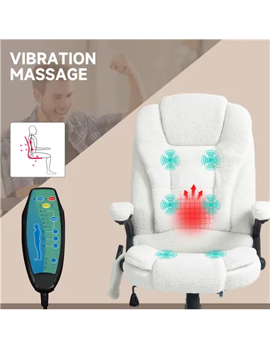 Vinsetto Boucle Six-Point Massage Office Chair - White