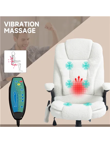 Vinsetto Boucle Six-Point Massage Office Chair - White