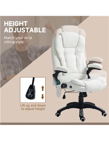 Vinsetto Boucle Six-Point Massage Office Chair - White