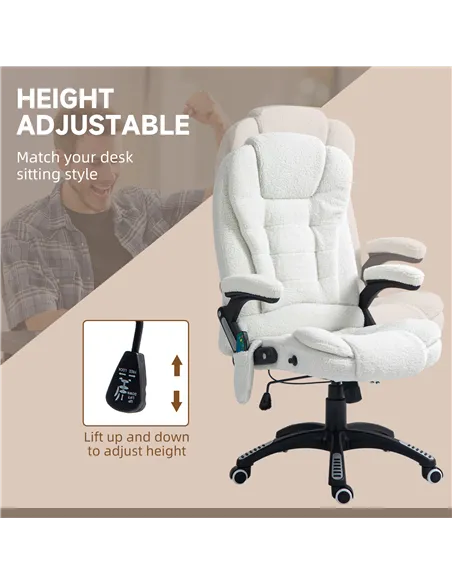 Vinsetto Boucle Six-Point Massage Office Chair - White