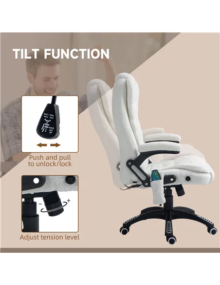 Vinsetto Boucle Six-Point Massage Office Chair - White