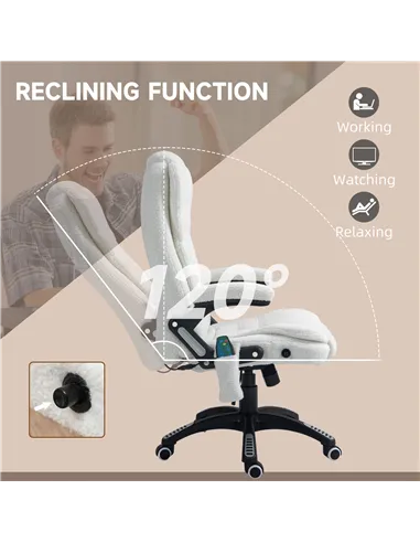 Vinsetto Boucle Six-Point Massage Office Chair - White