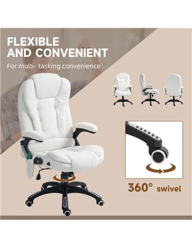 Vinsetto Boucle Six-Point Massage Office Chair - White