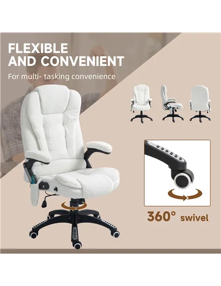 Vinsetto Boucle Six-Point Massage Office Chair - White