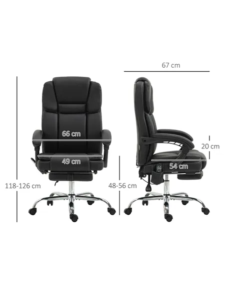 Vinsetto Six Point Vibrating Massage Office Chair - Black