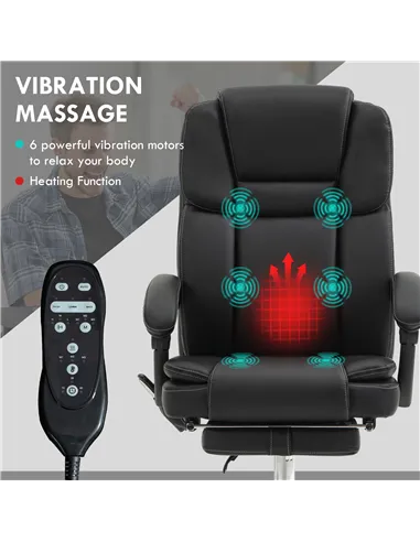 Vinsetto Six Point Vibrating Massage Office Chair - Black