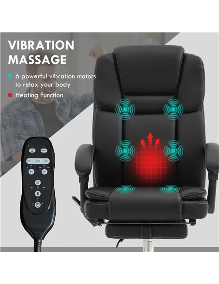 Vinsetto Six Point Vibrating Massage Office Chair - Black