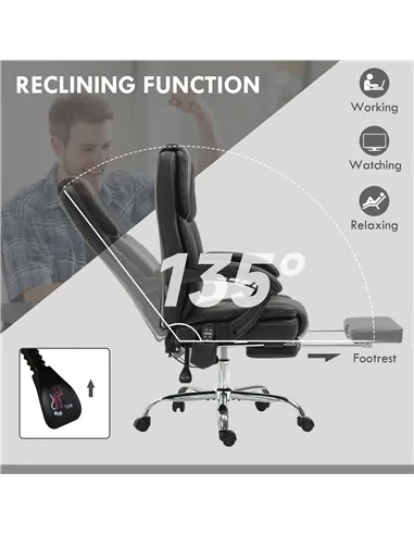 Vinsetto Six Point Vibrating Massage Office Chair - Black