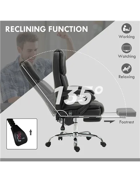 Vinsetto Six Point Vibrating Massage Office Chair - Black