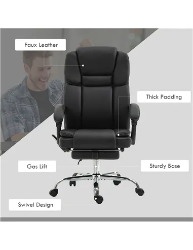 Vinsetto Six Point Vibrating Massage Office Chair - Black