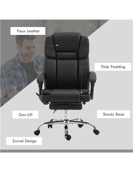 Vinsetto Six Point Vibrating Massage Office Chair - Black