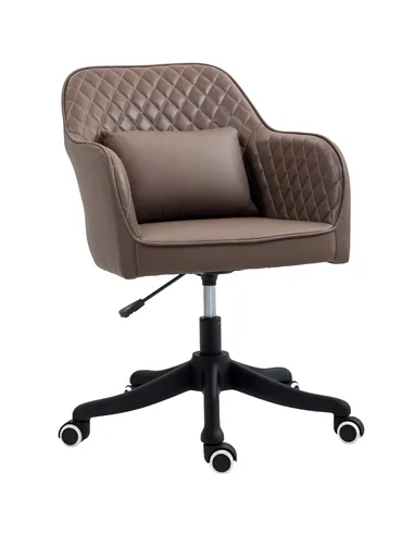 Vinsetto Microfiber Office Chair, Desk Chair, Makeup Vanity Chair with Massage Lumbar Pillow and Rolling Wheels for Bedroom and 