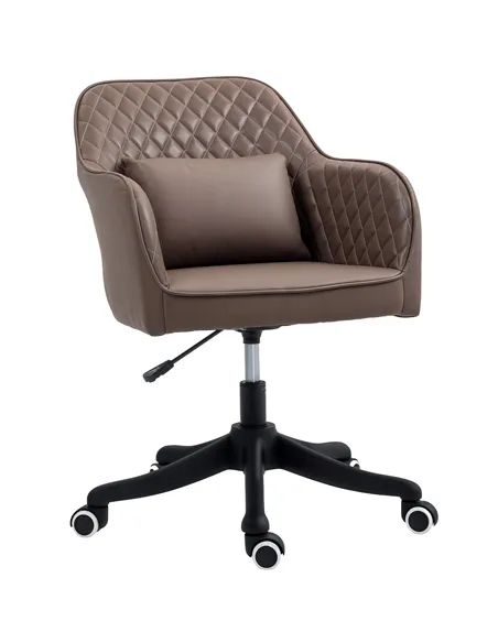 Vinsetto Microfiber Office Chair, Desk Chair, Makeup Vanity Chair with Massage Lumbar Pillow and Rolling Wheels for Bedroom and 