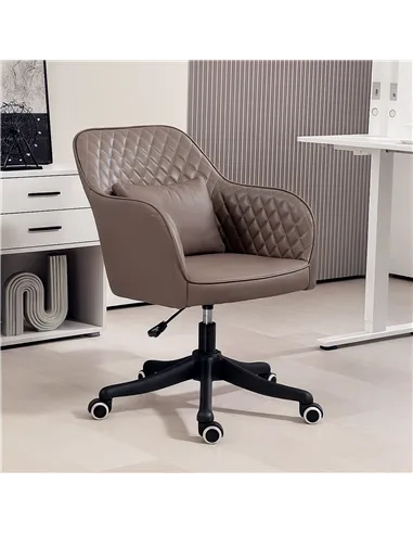 Vinsetto Microfiber Office Chair, Desk Chair, Makeup Vanity Chair with Massage Lumbar Pillow and Rolling Wheels for Bedroom and 