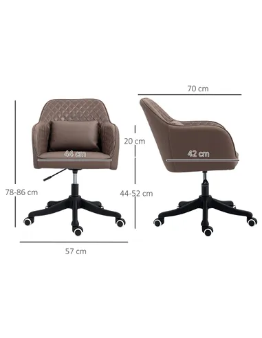 Vinsetto Microfiber Office Chair, Desk Chair, Makeup Vanity Chair with Massage Lumbar Pillow and Rolling Wheels for Bedroom and 