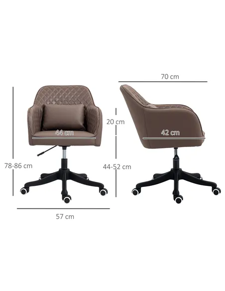 Vinsetto Microfiber Office Chair, Desk Chair, Makeup Vanity Chair with Massage Lumbar Pillow and Rolling Wheels for Bedroom and 