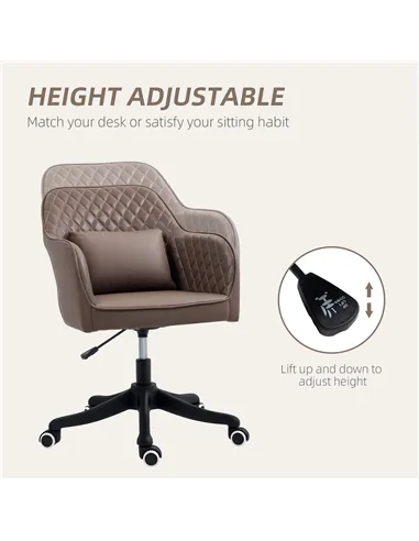 Vinsetto Microfiber Office Chair, Desk Chair, Makeup Vanity Chair with Massage Lumbar Pillow and Rolling Wheels for Bedroom and 