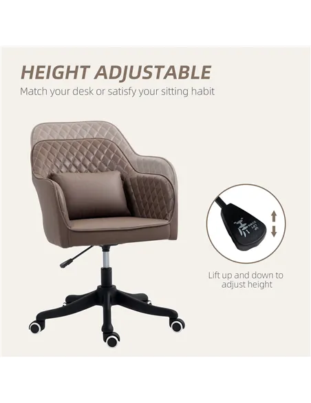 Vinsetto Microfiber Office Chair, Desk Chair, Makeup Vanity Chair with Massage Lumbar Pillow and Rolling Wheels for Bedroom and 