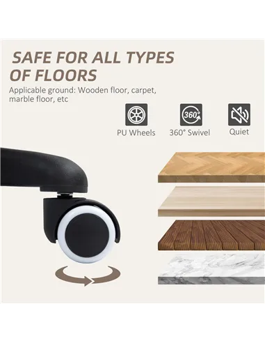 Vinsetto Microfiber Office Chair, Desk Chair, Makeup Vanity Chair with Massage Lumbar Pillow and Rolling Wheels for Bedroom and 